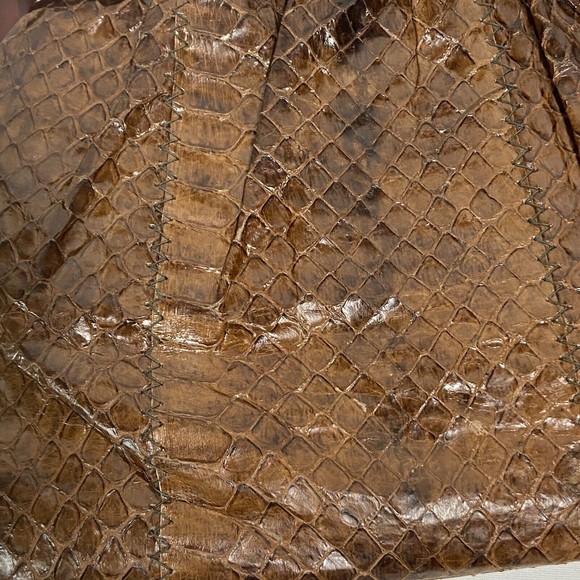Vintage Ande Brown Snake Reptile Leather Clutch Purse - Picture 3 of 7